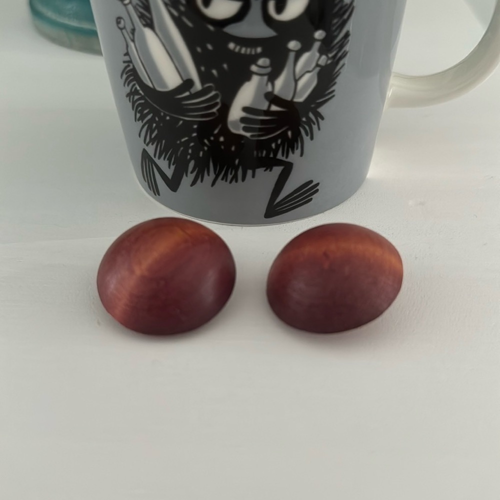 Vintage Aarikka Finnish Clip On Wooden Earrings